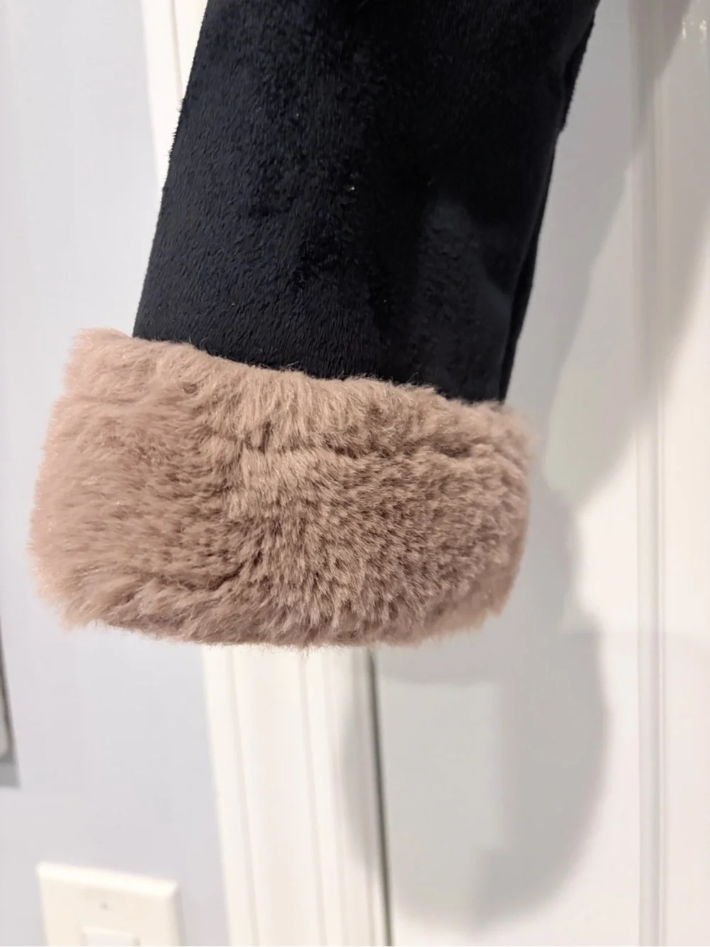 abercrombie kids Black Jacket with Tan Faux Fur Trim